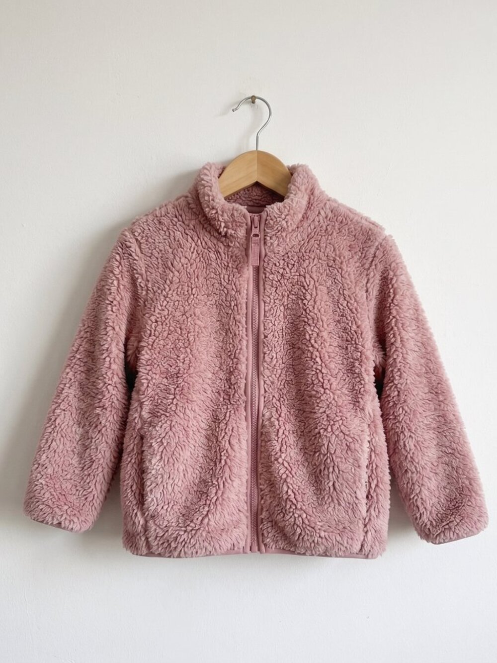 Baby Girl Pink Fuzzy Fleece Zip-Up Coat - Size 12M